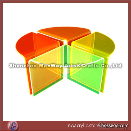 Colourful acrylic/perspex combined table